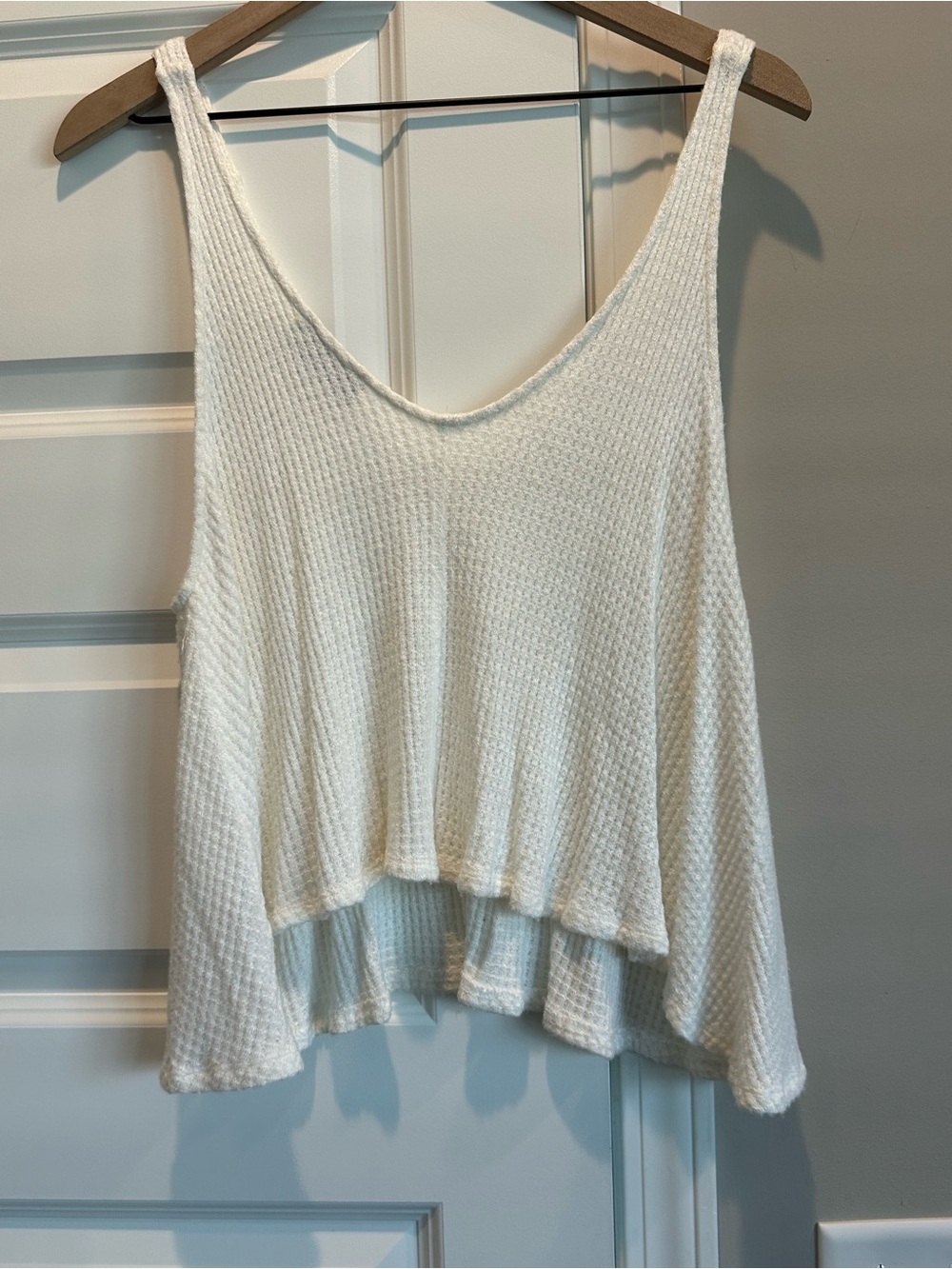 fab'rik Cream Waffle Knit Flowy Tank Top